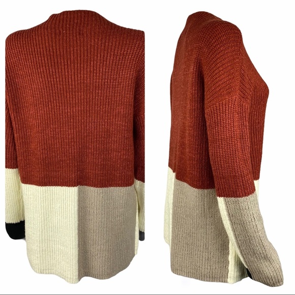 NEW C'isa Color Block Tunic Length Sweater L - Picture 2 of 5